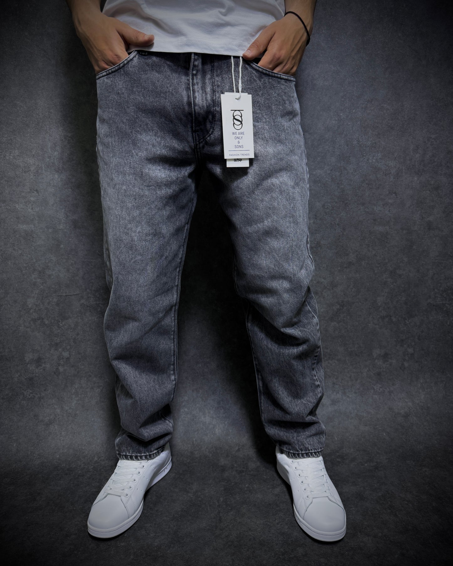 Relaxed jeans gris délavé