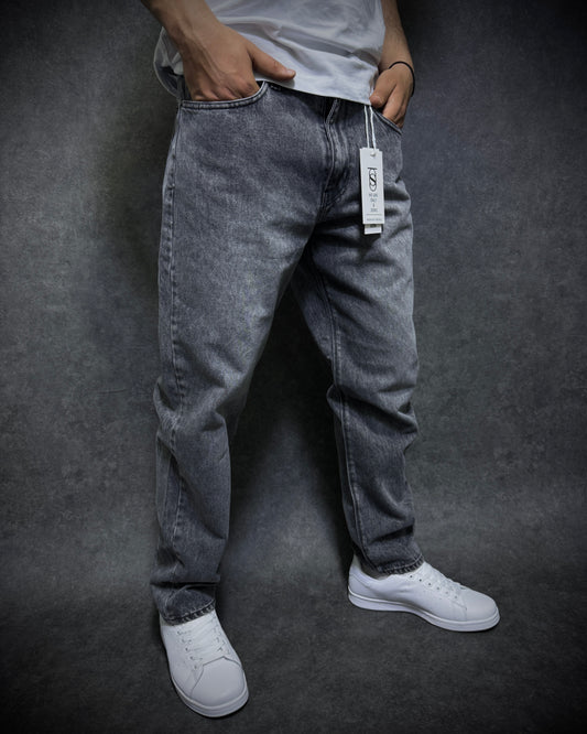 Relaxed jeans gris délavé
