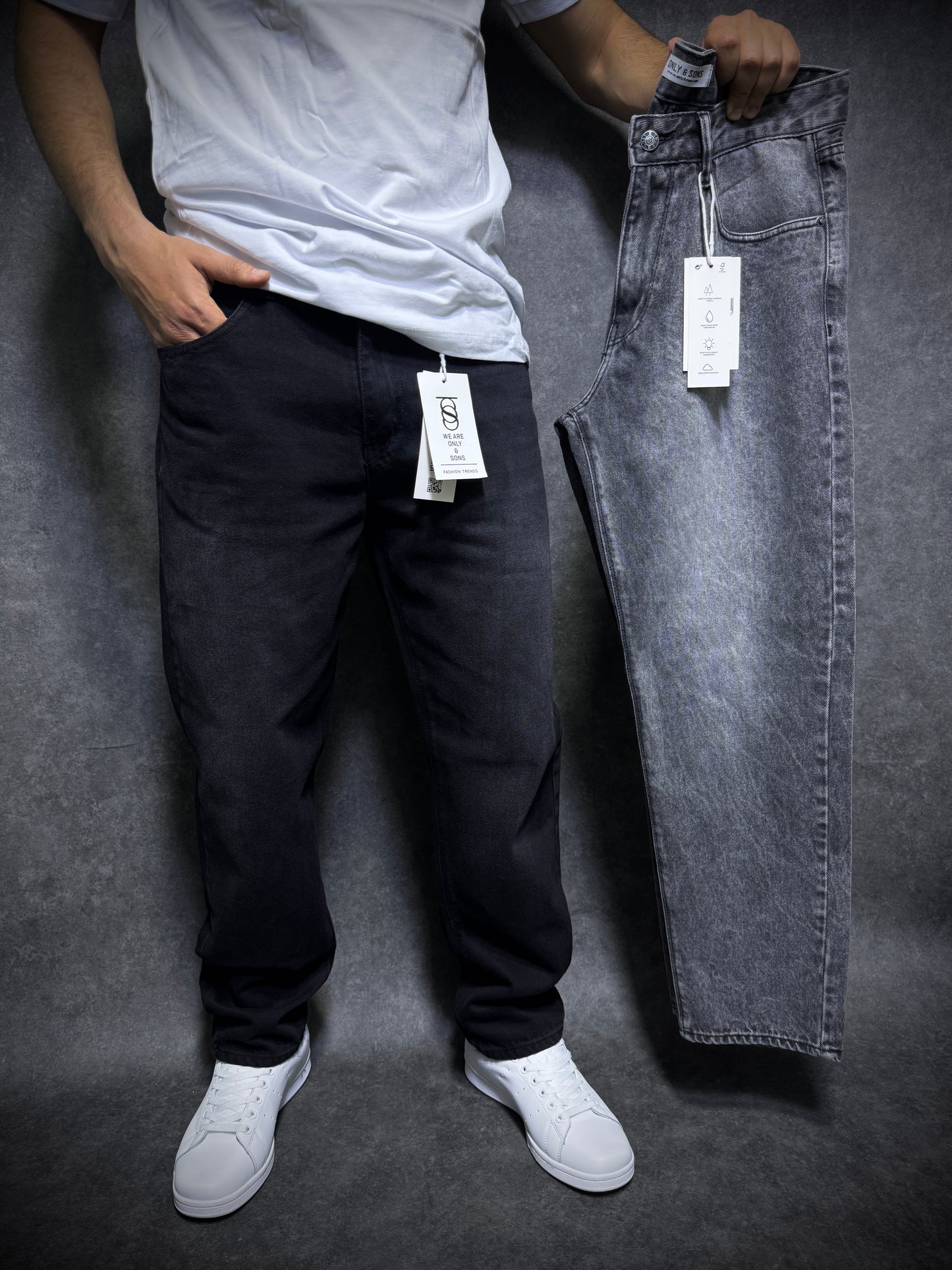 Relaxed boyfriend jeans délavé