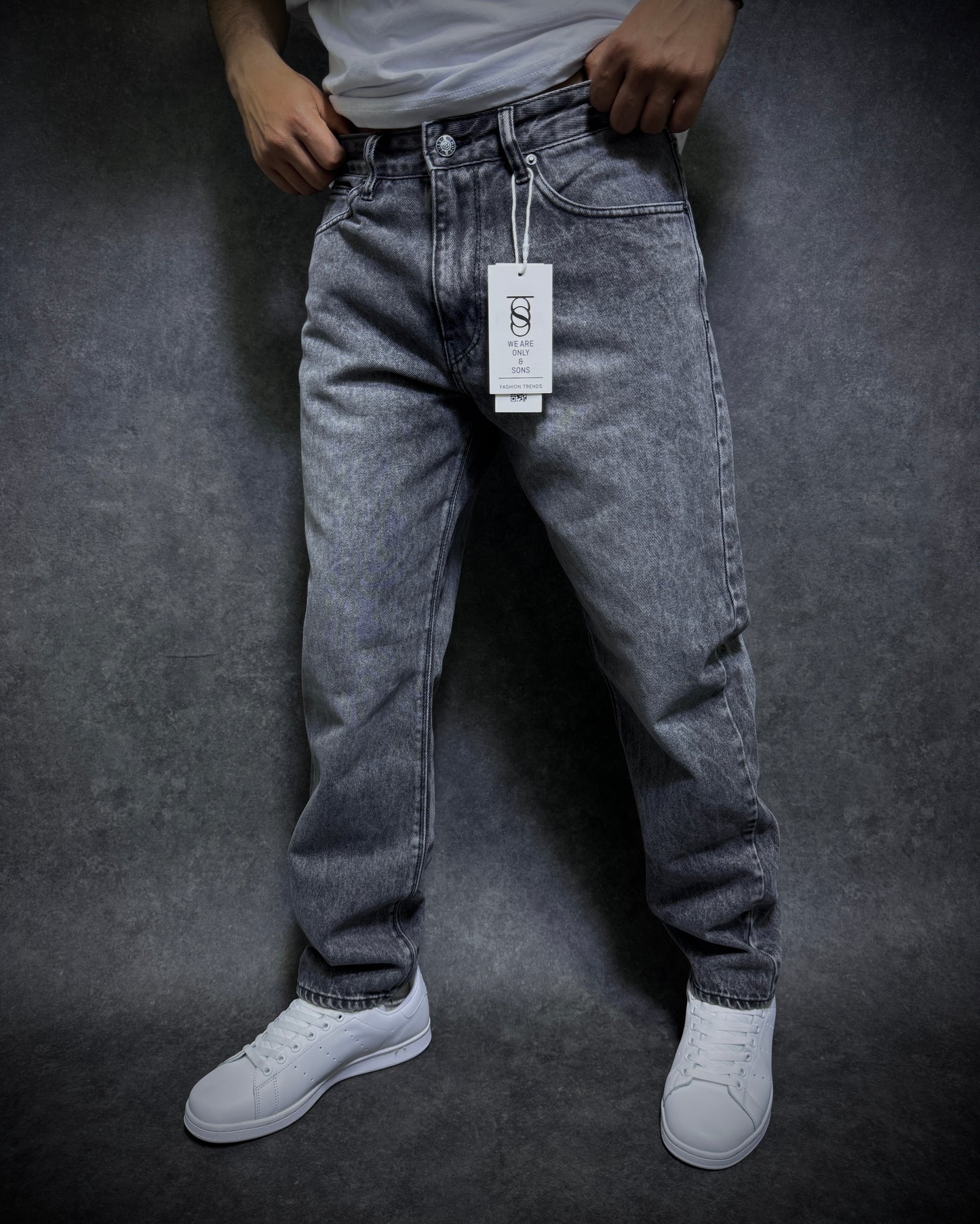 Relaxed jeans gris délavé