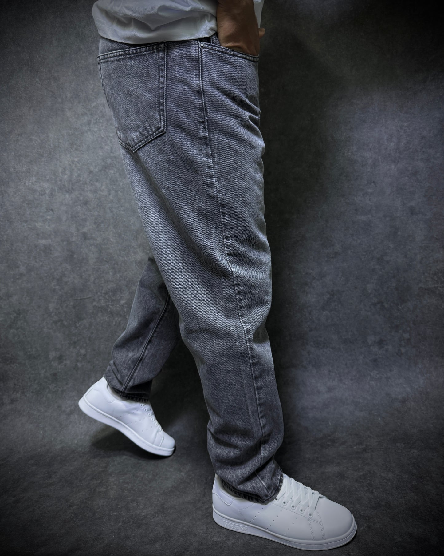 Relaxed jeans gris délavé